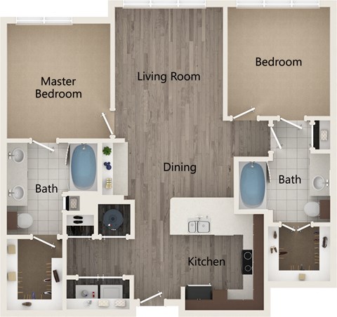 Apartments In Atlanta, GA for Rent – Arabelle Perimeter – floorplan of our two bedroom M